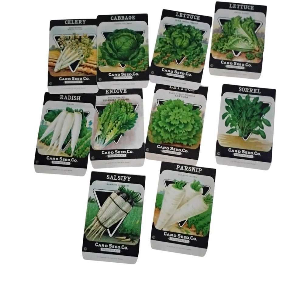 Vintage Card Seed Co Fredonia NY Vegetable Seed Packets Lot of 10 Litho Ephemera